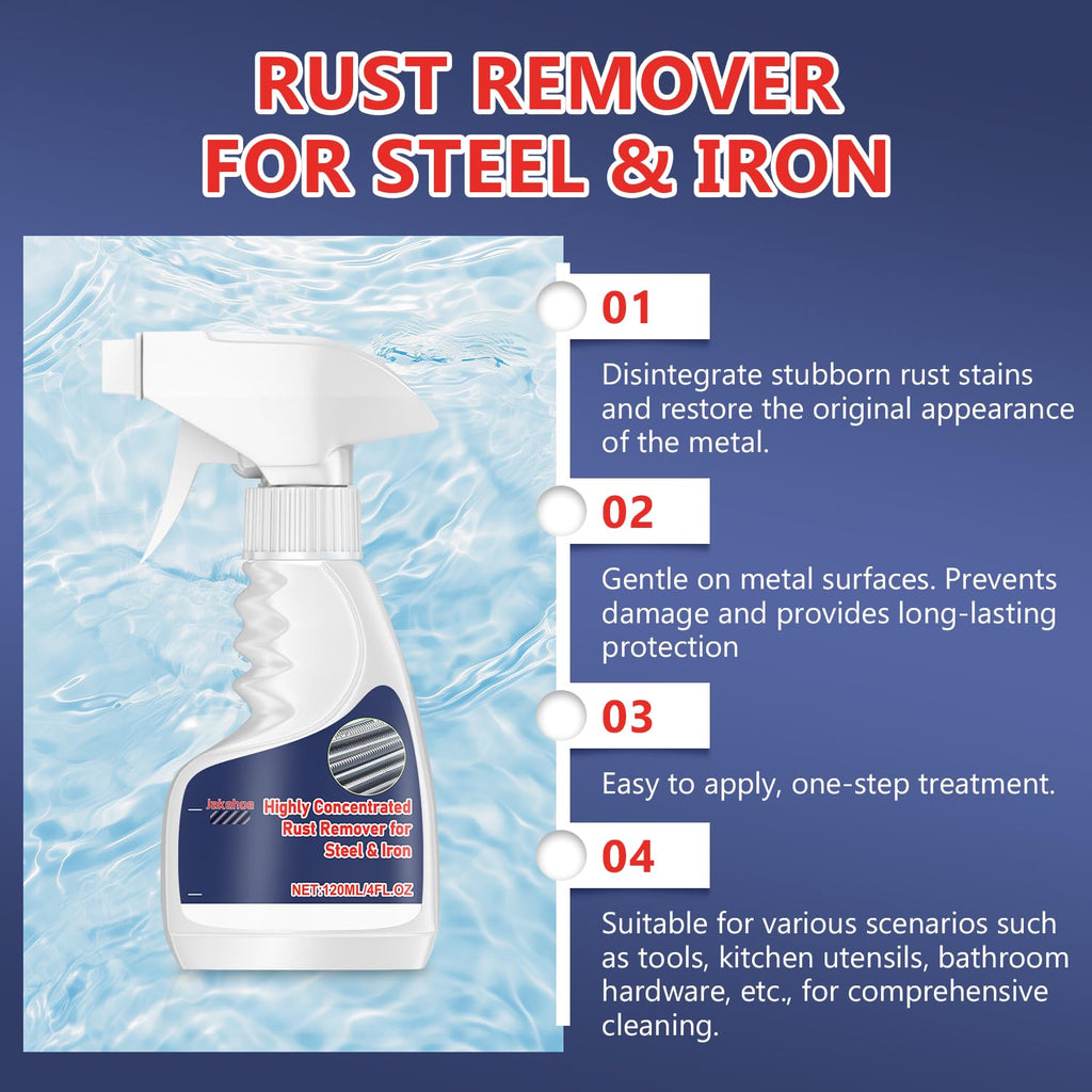 enterlent Heavy Duty Rust Removal for Metal,Multipurpose Rust Remover Spray,Stainless Steel Rust Remover Cleaner,Powerful Steel Rust Removal,Rust Converter for Various Metals Furniture