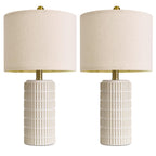 PoKat 20.75" Small Modern Ceramic Table Lamps Set of 2 for Bedroom, White Bedside Lamps for Night Stands, Farmhouse Desk Home Decor Gift Nightstand Table Lamps for Living Room End Table Beige