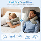 Eye Face Down Pillow Set for Sleeping, BBL, Retinal Surgery Recovery, Soft U-Shaped Memory Foam Stomach Sleeping Prone Pillow with Adjustable Loop for Personalized Comfort, Home Massage Pillows, Grey