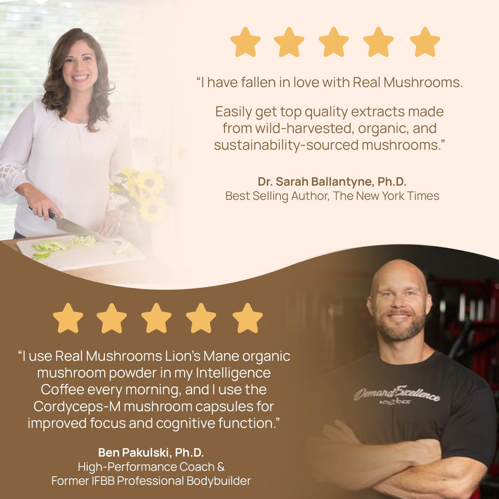Real Mushrooms Lion’s Mane Capsules - Organic Lions Mane Mushroom Extract for Cognitive Function & Immune Support - Brain Supplements for Memory and Focus - Vegan Mushroom Supplement, 300 Caps