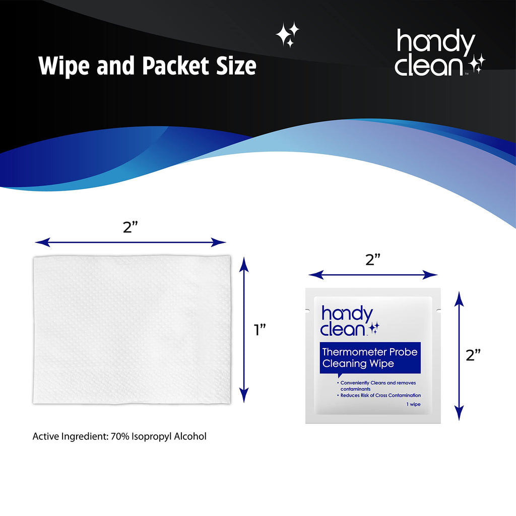 HandyClean Thermometer Wipes, 70% Isopropyl Alcohol 2x1 In, 1000 Count