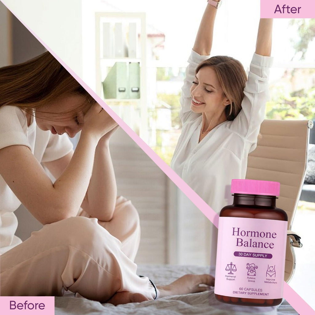 Qiuumey Hormone Balance for Women | Dietary Supplement, Supports Healthy Cortisol Levels & Stress Relief | Mood, Sleep, Energy | Ashwagandha, Ginseng, Maca | 60 Capsules