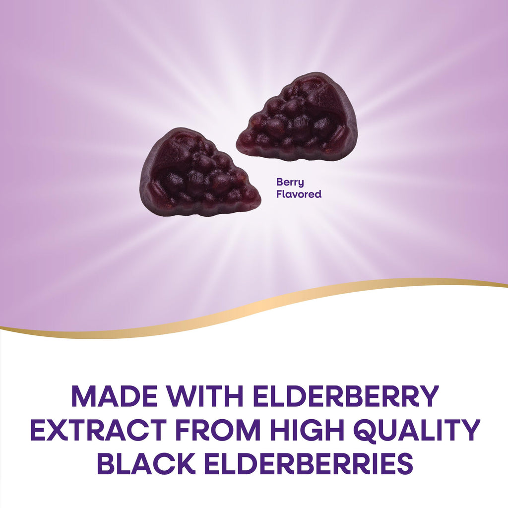 Nature's Way Sambucus Elderberry Gummies, Immune Support Gummy for Adults & Kids Ages 4+ with Black Elderberry Extract, Vitamin C, Vitamin D3, and Zinc*, 60 Gummies (Set of 3)