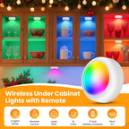 Ahuledlight LED Puck Lights with Remote Control, 16 Color Changing Under Cabinet Lighting with Dimmer & Timer, AAA Battery Operated,Under for Closet Bedroom Kitchen, Stair (12 Pack White)