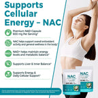 NVXNMSD NAC Supplement 600mg, 300 Softgels NAC with NAD+ & MCT Oil N-Acetyl Cysteine Supplement with Coconut Oil Vegetarian Capsules for Antioxidant Supports Liver & Energy Non-GMO Gluten Free