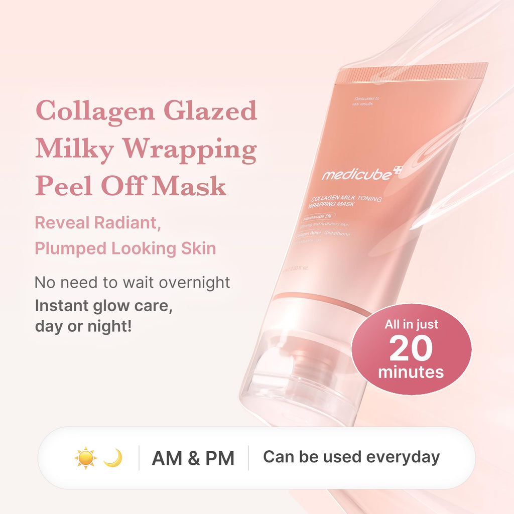 medicube Wrapping Mask Collagen Glazed Milky Glow - Daytime Peel Off Mask