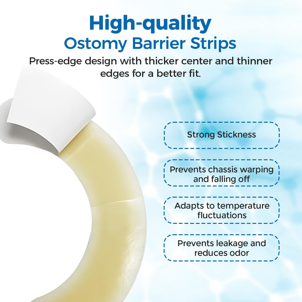 Sunliech 20 Pcs Elastic Ostomy Barrier Strips, Medical Grade Hydrocolloid, Ostomy Supplies, Skin Adhesive Ostomy Barrier Tape, Waterproof Leak for Ostomy Bag Ostomy Colostomy Ileostomy Supplies