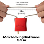BOZZYS Cable Padlock with 3 Keys | L 1.15ft(0.35m),D 1/6in(4mm) Adjustable Steel Cable Lock | Aluminum Locks for Bikes, Gate, Lockers & Outdoor Gear | Weatherproof & Red