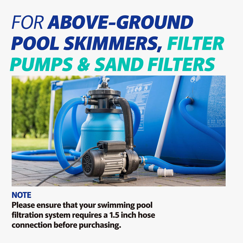 Pool Filter Hose Replacement Kit, 1.5" 3 Foot Heavy Duty Above Ground Pool Hose Compatible with Intex Pool Filter Pumps (4 Clamps+2 Adapters+2 Tapes)