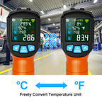 Infrared Thermometer Gun, Non Contact Digital Laser Thermometer Temperature Gun with Color LCD for Cooking, Home Repairs, Humidity Measurement, Adjustable Emissivity -58°F to 1472°F(-50~800°C)