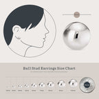 KEZEF 925 Sterling Silver Ball Stud Earrings for Women, 8mm