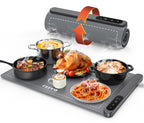 FEPPO Food Warming Mat, Upgrade High-tech Heating System, Fast Full Surface Electric Warming Tray with 6 Level Adjustable Temperature and 6 Hours Timer, Roll Up Food Warmers for Parties Buffet