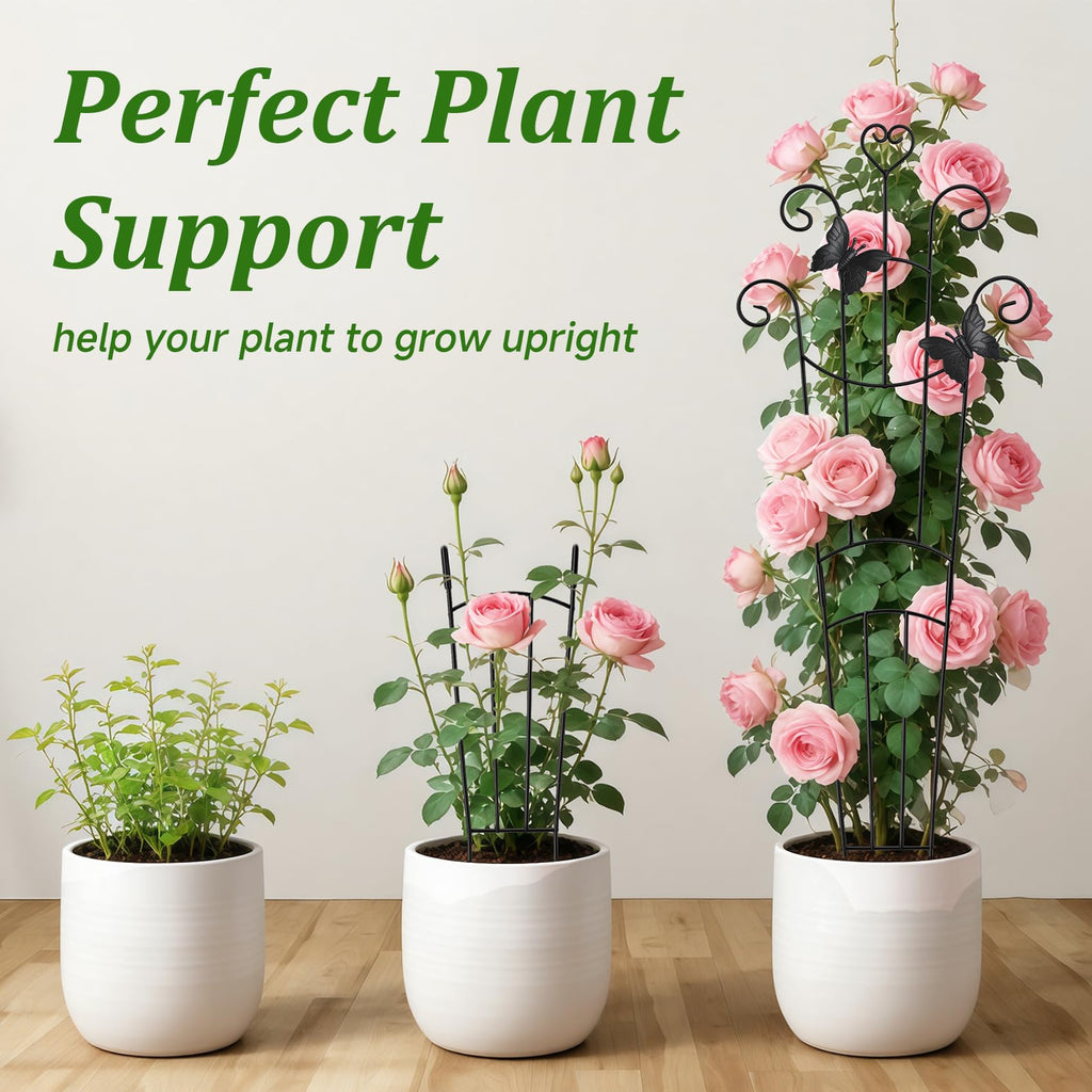 Plant Trellis for Climbing Plants Indoor Outdoor,2 Pack 33 Inch Expandable Metal Trellis for Potted Plants,Flowers Vine Ivy,Sturdy Climbing Plant Support for Indoor & Outdoor Houseplants with Ties