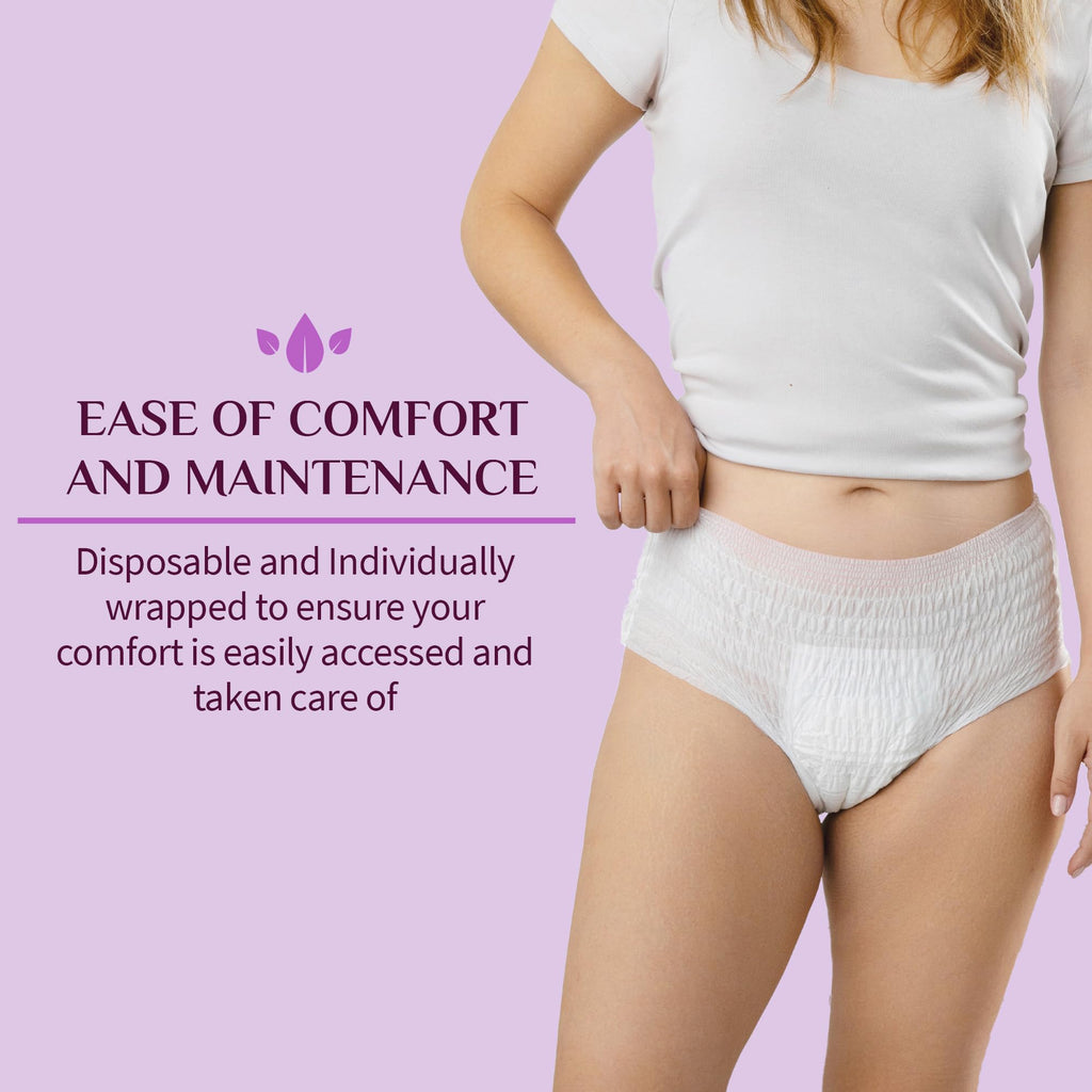 Organyc Certified Organic Cotton Disposable Period Underwear for Sensitive Skin 12 Hours Complete Protection Size L/XL 4 Count
