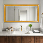 DESOMINOR 27FT Black Border Peel &Stick Black Wood Grain Wallpaper Border Removable Waterproof Bathroom Mirror Frame Sticker (Yellow, 3.2'' x 324'')