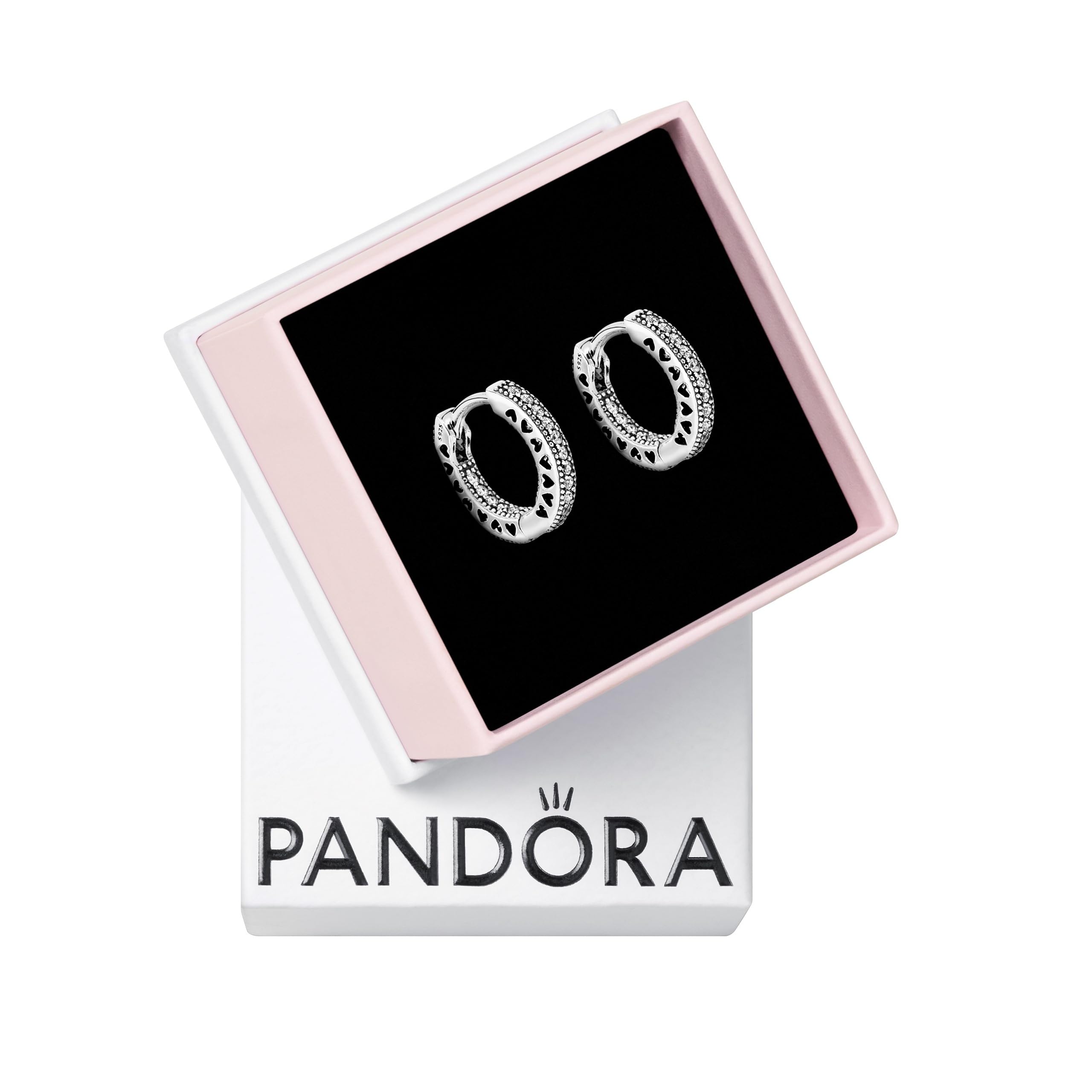 PANDORA Pavé Heart Hoop Earrings - Elegant Earrings for Women - Great Gift for Her - Made with Sterling Silver & Cubic Zirconia