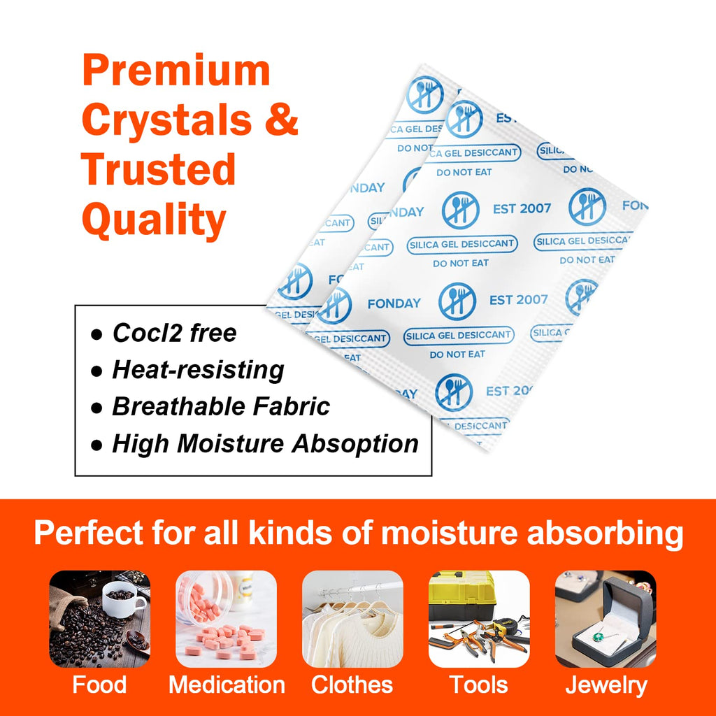 1 Gram 100 Packets Fonday Food Grade Silica Gel Desiccant Packs