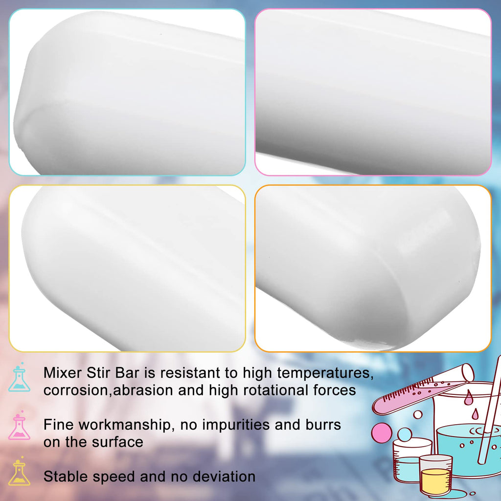 Weewooday 46 Pieces PTFE Magnetic Mixer Stirrer Bar, White Color Stainless Steel Laboratory PTFE Stir Plate Bar, Mixing Plate Magnet Stick (30 Mm/ 1.18 Inch)