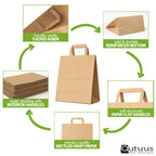 Large Paper Bags with Handles - 300 Pcs 16x6x12 Kraft Paper Bags, Kraft Shopping Bags for To Go, Takeout, Retail, Brown Paper Bags