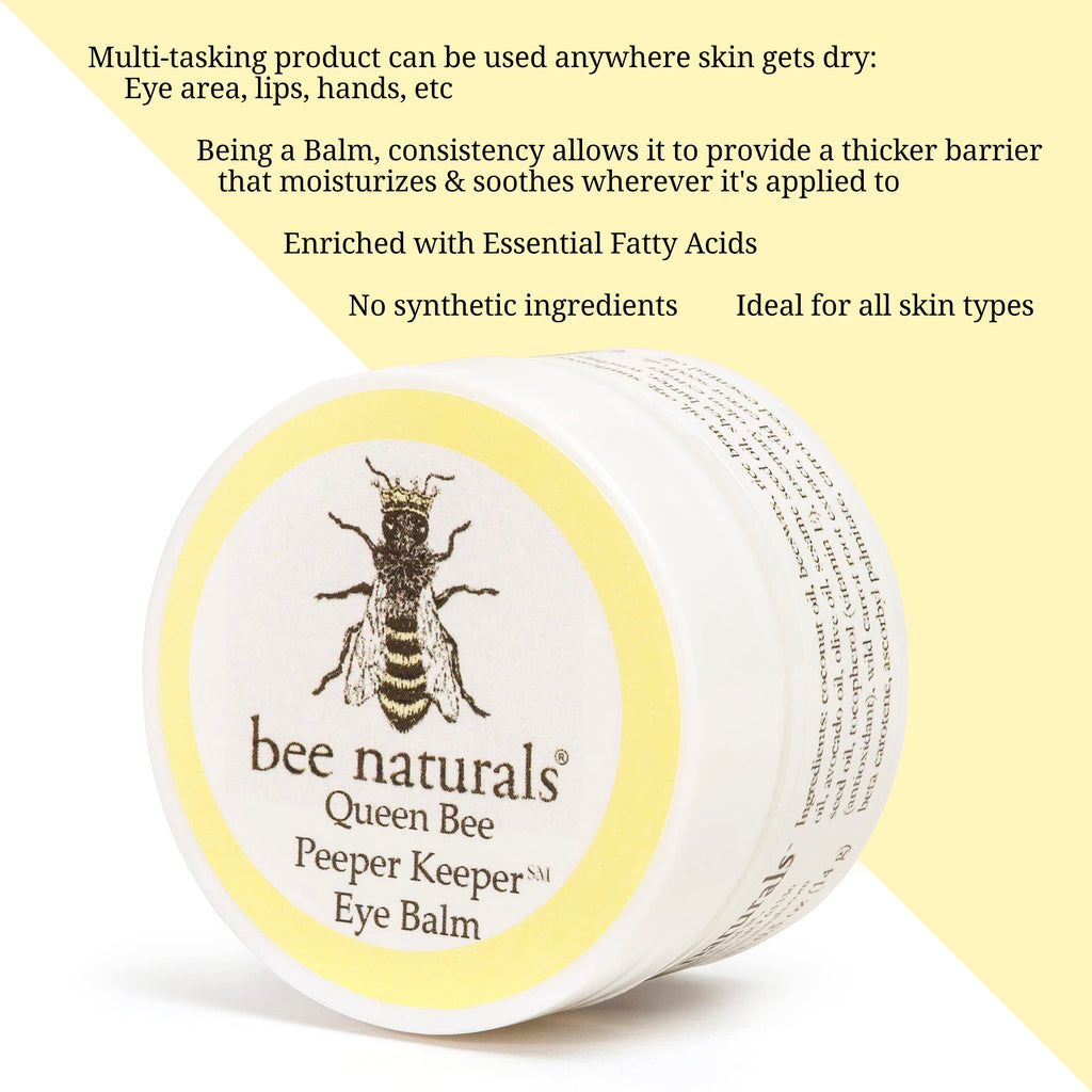 Bee Naturals Queen Eye Balm Duo - Peeper Keeper - 2 Pack Gift Set - Soothes & Moisturizes with Vitamin E & 10 Natural Oils - Helps Diminish Crowsfeet, Wrinkles & Fine Lines