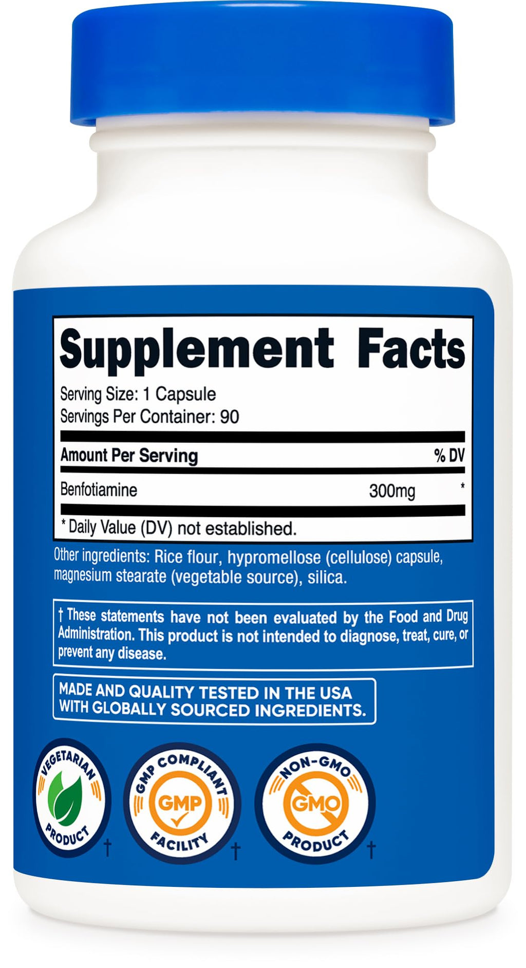 Nutricost Benfotiamine 300mg, 90 Capsules, Fat Soluble Vitamin B1, GMO-Free