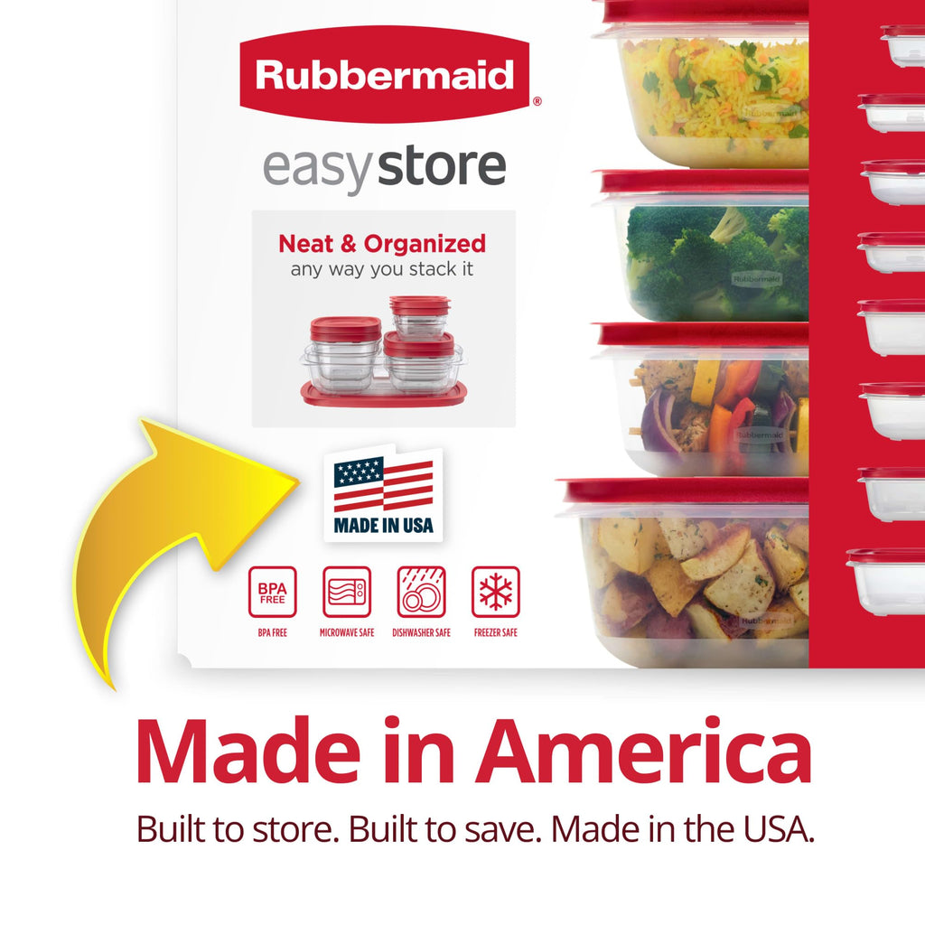 Rubbermaid EasyStore Large Containers, 18-Piece Set, Food Storage Containers with Lids