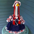 4th of July Porch Goose Outfit Patriotic Independence Goose Clothes for 23" High Cement or Plastic Geese Costume for Yard Lawn Outdoor Garden 250 Anniversary Duck Statue Dress USA American Flag Decor