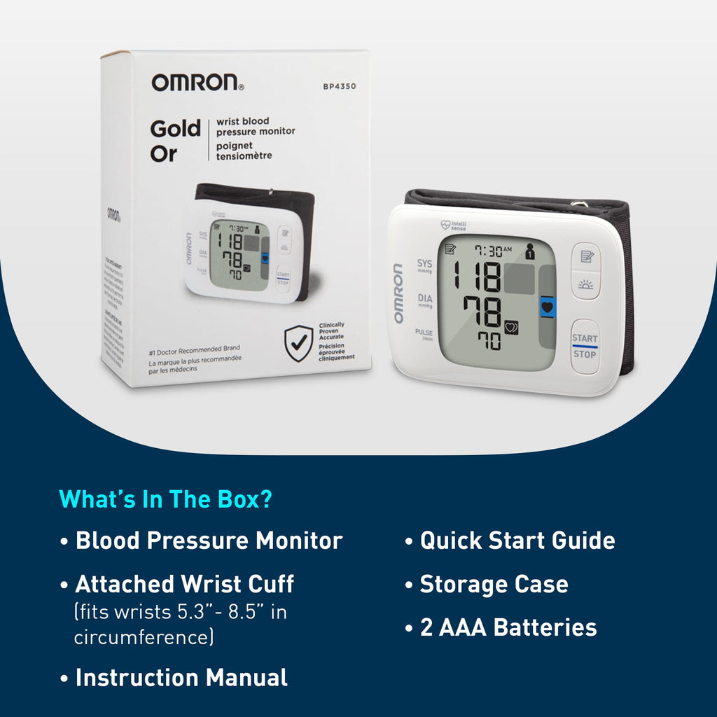 OMRON Gold Wireless Wrist Blood Pressure Monitor for Home Use - #1 Doctor & Pharmacist Recommended Brand - Clinically Validated - Connect App