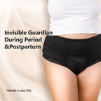 MOLLIS Disposable Period Underwear for Women, Postpartum Panties, Maternity Knickers Heavy Flow Leak Proof, Black (Large/XLarge, Count, 16)