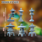 Saihisday 6pcs Miniature Asian Decor, Japanese Lantern Style, Chinese Pagoda Statue for Fish Tank Aquarium Ornament Decor Bonsai Micro Rockery Landscape Kit