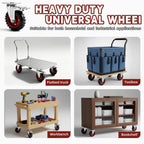 5 Inch Caster Wheels Heavy Duty with Dual-Lock Safety Brake and Rubber Tire Wheels, Heavy Duty - 400 Lbs Per Caster for Workbench, Trolley, Cabinet, Swivel Rubber Wheel 4-Packs with mounting Hardware