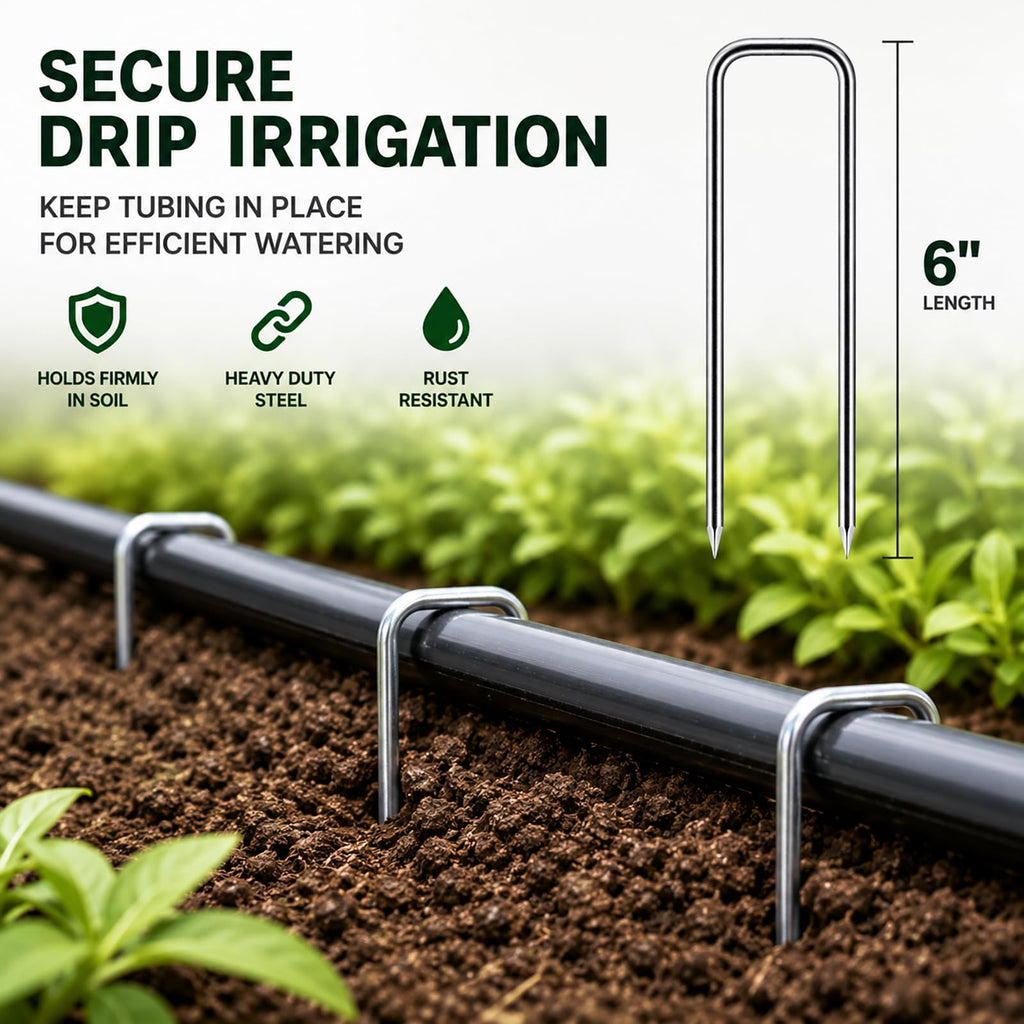FEED GARDEN 6 Inch 200 Pack Galvanized Landscape Staples 11 Gauge Anti-Rust Garden Stakes Landscaping Fabric SOD Pins Yard Stakes for Christmas Decoration Weed Barrier Fabric