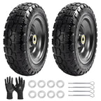 LTNICER 10" Flat Free Replacement Wheels for Gorilla Carts (2-Pack), 4.10/3.50-4 Solid Tires with 5/8" Axle Bore & 2.1" Offset Hub, Heavy Duty No-Flat Wheels for Garden Carts, Hand Trucks & Wagons