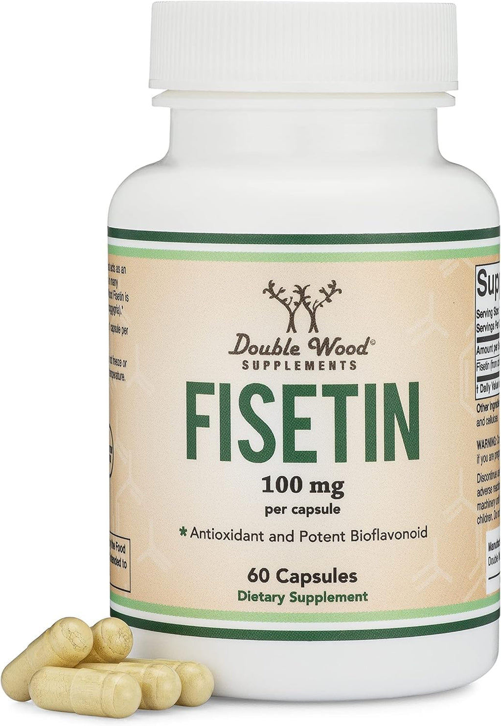 Fisetin Supplement - 100mg of Bioactive Flavnonols, 60 Count (Bioflavonoid Polyphenols Supplement Similar to Apigenin, Luteolin, and Quercetin) Aging Support Senolytic by Double Wood (Pack of 2)