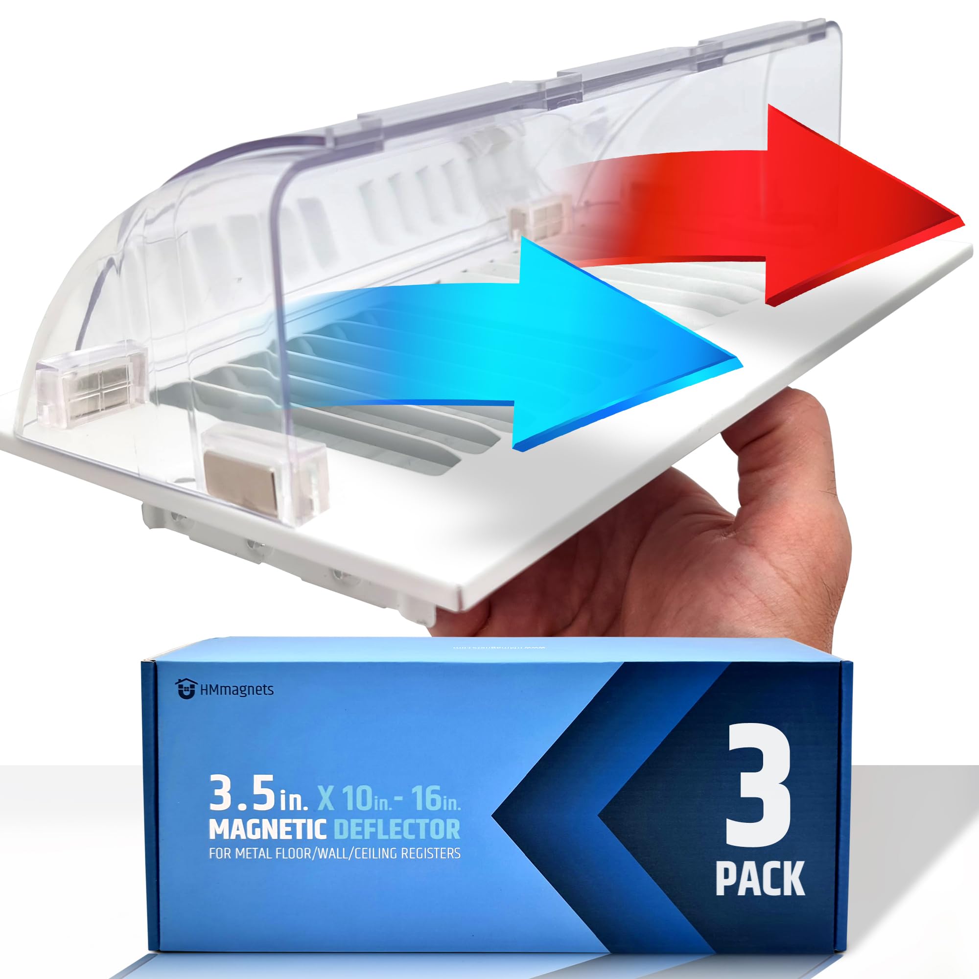 Powerful Magnetic Vent Air & Heat Deflector (3 Pack - New Version) for Ceiling, Floor and Wall - Will Never Fall Off - Adjustable from 9.2” to 16” - Super Strong Neodymium Magnets Upgraded Design