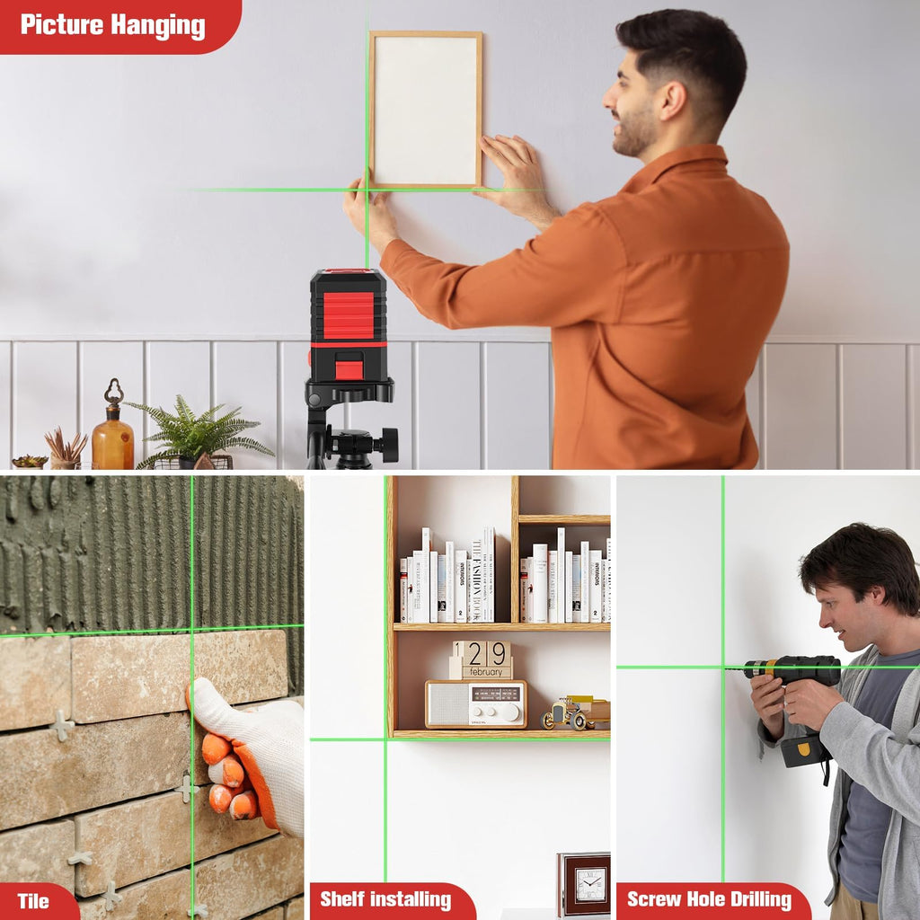 Laser Level with Tripod, 100 feet Green Cross Line Self Rotary Leveling Laser Level, Vertical and Horizontal Line, Rotatable 360 Degree, Manual Self leveling and Pulse Mode,IP54 Waterproof & Battery