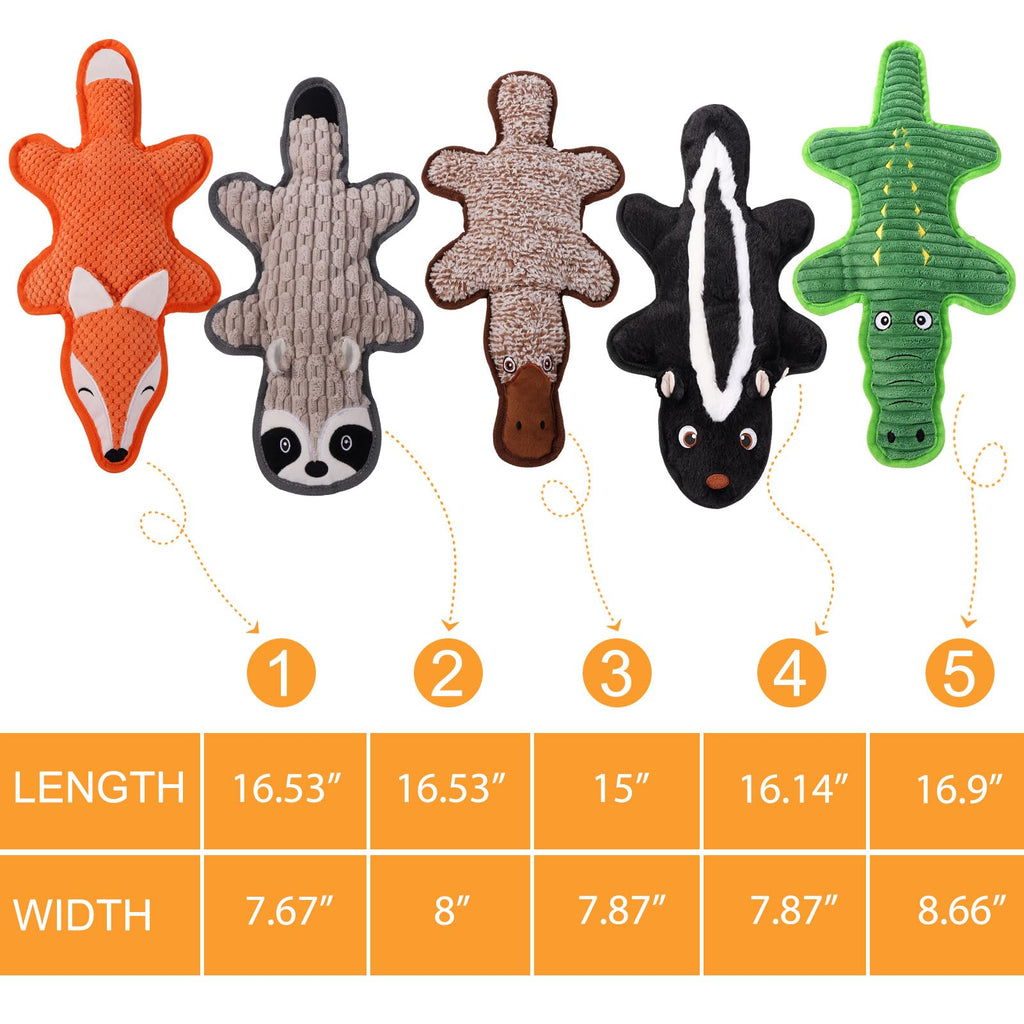 Eneston 5 Pack No Stuffing Squeaky Dog Toys for Large Dogs - Interactive Durable Plush Chew Toy with Crinkle Paper, Safe Pet Toy for Small to Large Breed, Ideal for Puppy Gifts & Tug of War Toys