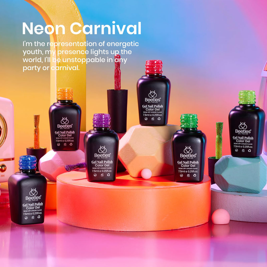 Beetles Halloween Gel Nail Polish Set, Reflective Glitter Gel Polish