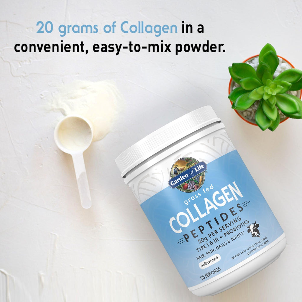Garden of Life Restorative Bundle - Collagen Peptides Unflavored Powder for Hair, Skin, Joints, 28 Servings + Superfoods Sips Immune Reds, Vitamins, Probiotics, Superfoods, Berry Flavor, 30 Servings
