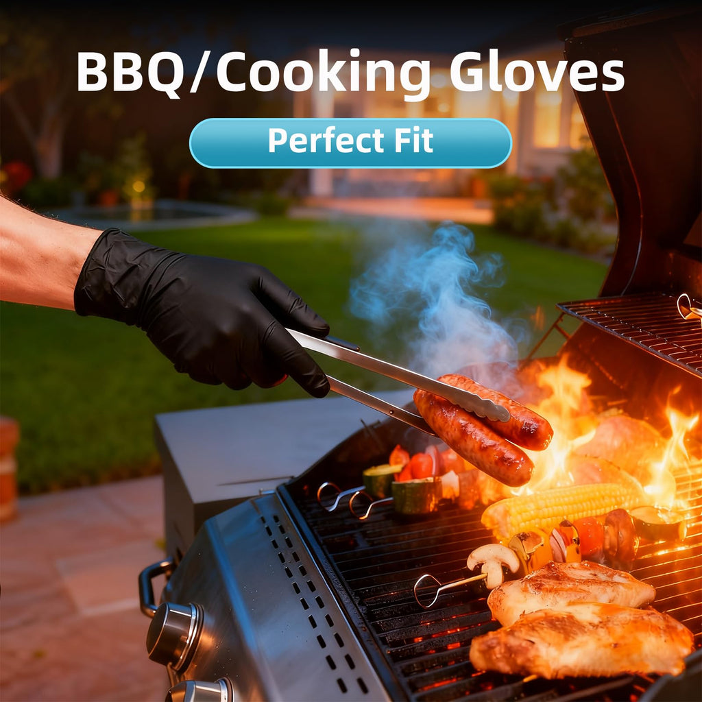 UYKKE Nitrile Gloves Disposable Latex Rubber Cooking Black Gloves Nitrile Gloves Large Black Latex Glove Disposable Latex Cooking Rubber HEAVY DUTY 6 Mil Glove