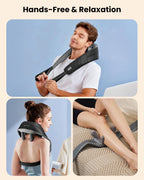 COMFIER Cordless Neck and Shoulder Massager with Heat, Wearable 4D Shiatsu Deep Tissue Kneading for Desk Workers and Drivers, Hands-Free Straps, FSA Eligible HSA Gift,Midnight Black