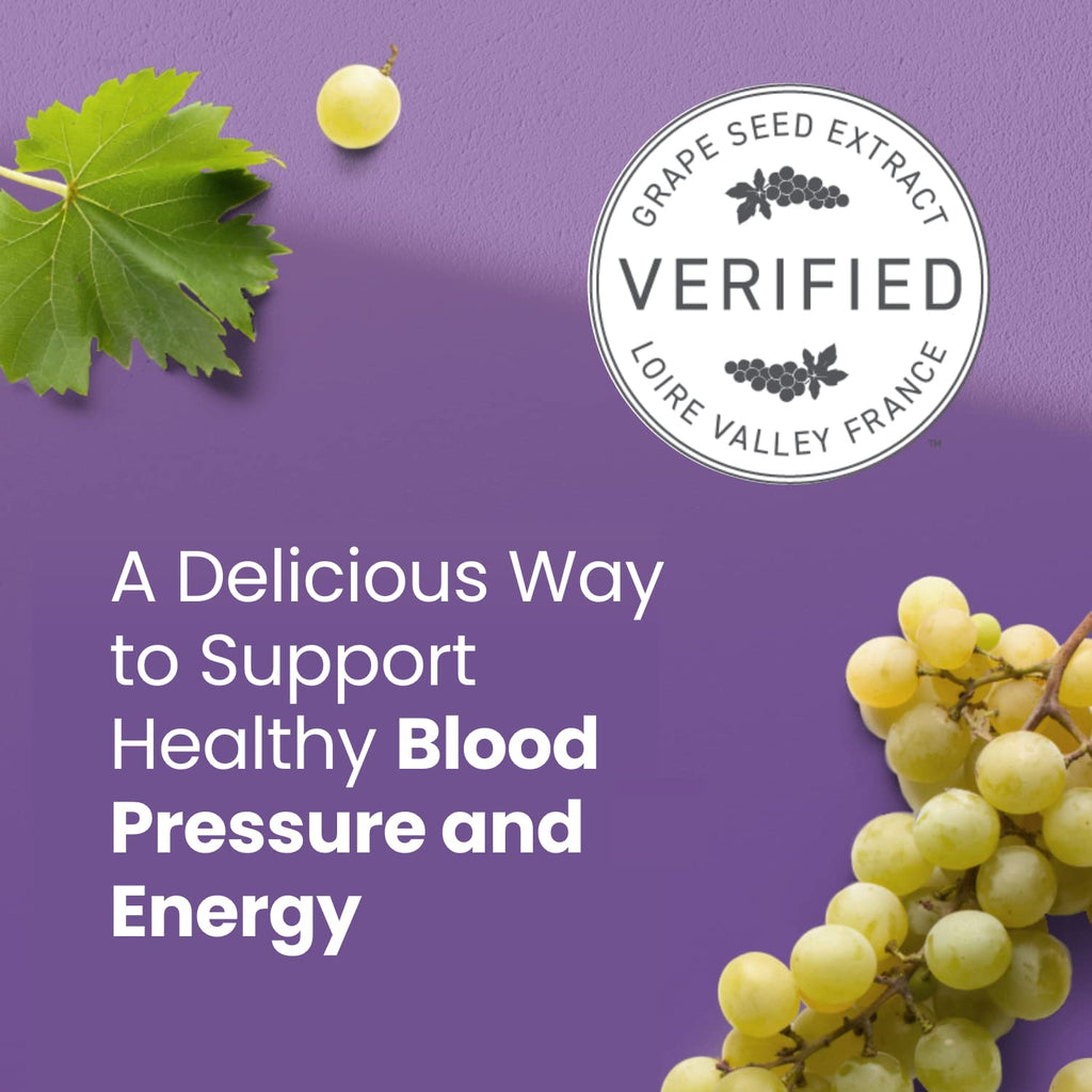 HumanN SuperGrapes Chews Supplement – 100mg CoQ10 and Grape Seed Extract – from The Makers of SuperBeets - Grape Flavor, 60 Count