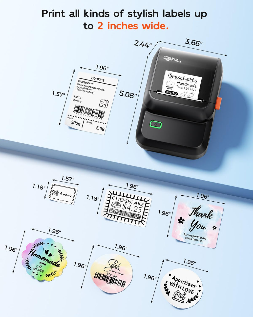 Ponek Label Maker Machine with Tape, M100 Address Barcode Label Printer, Versatile App 4000 Icons and 300 Fonts, Industrial Label Makers for Small Business, Office, Home, School, Safety Label Makers