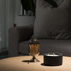MILAVERA Premium Glass Match Cloche - Matches in a Jar with Striker. Long Matches for Candles, Fireplace, Bath Salts, Accessories. Includes Bottle, Attached Match Striker and Safety Matches (Black)
