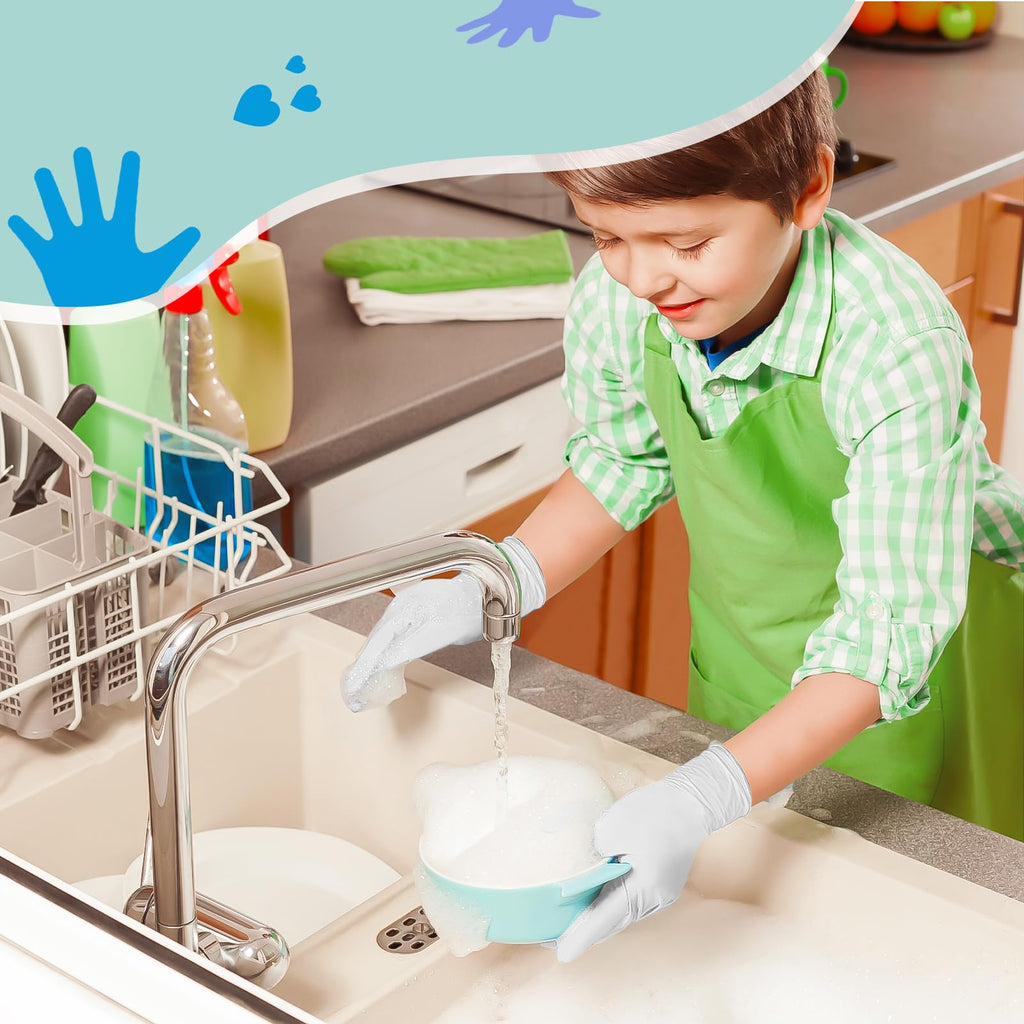 KAHACIYO Kid Disposable Nitrile Gloves 100pcs, Latex and Powder Free -Kid Size for Cooking, Gardening Crafting, Painting, Cooking, Cleaning