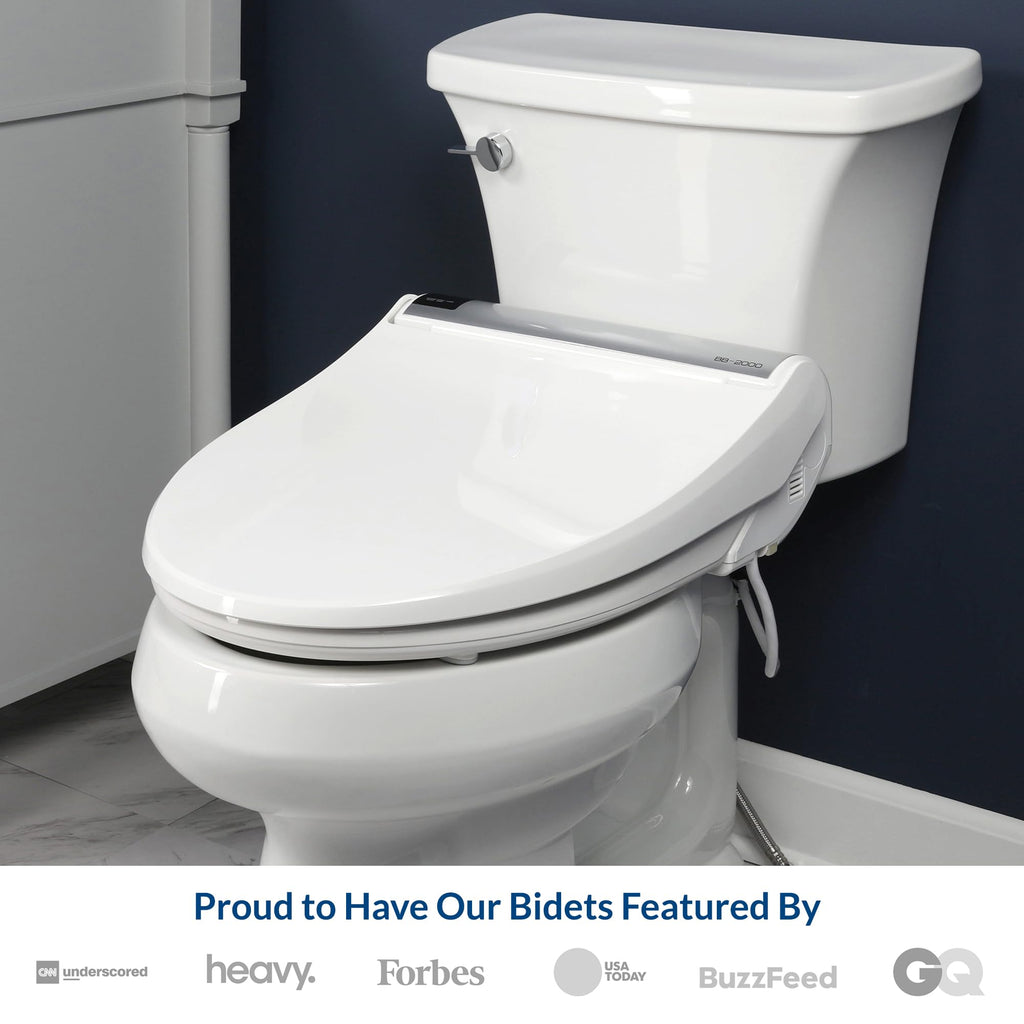 Bio Bidet BB2000 Electric Bidet Toilet Seat, Warm Water with Air Dryer, Heated Seat with Sensor and Slow Close Lid, Night Light, Modern Black Remote Control, Elongated