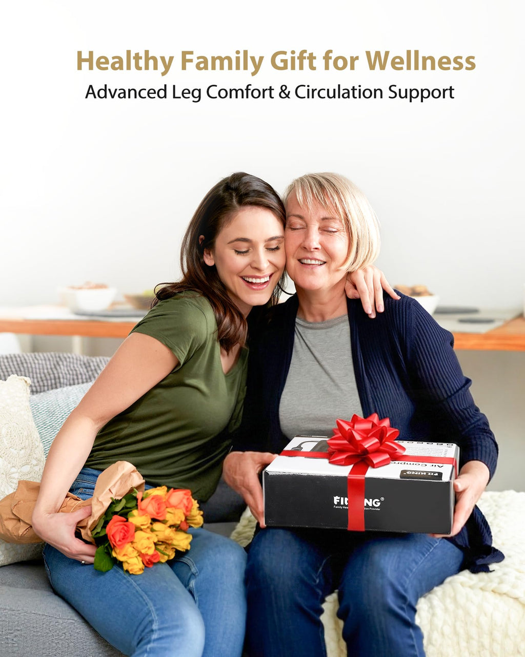 FIT KING Leg Massager for Circulation and Pain Relief, Air Compression Leg and Foot Massager to Relieve Pain Swelling Edema with 2 Size Extensions- Great Gift for Wife Mom and Dad