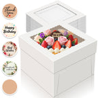 15 PCS Cake Boxes 12 Inch, 12x12x8 Tall Cake Box, 12 Inch Cake Box with Window, White Bakery Boxes, Large Baking Boxes, Cajas Para Pasteles, 12x12 Cake Boxes for Birthday, Wedding, Party, Business