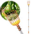 ALongwujin Fruit Picker Pole Tool with Basket Long Handle, 27-75 Inch Adjustable Fruits Picking Pole Tool for Apple Lemon Orange Mango Avocado Fruit Tree Picking