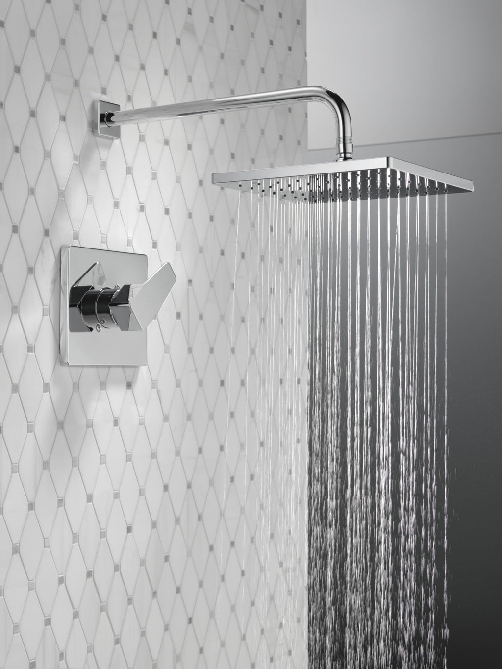 Delta Modern 14 Series Square Rain Shower Faucet Set, Chrome Shower Head and Handle Set, Valve Trim Kit, Chrome T14268-PP (Valve Not Included)